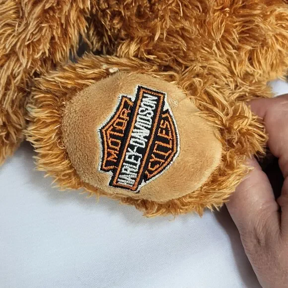 2009 Harley Davidson 13" Brown Fuzzy Shaggy Stuffed Plush Teddy Bear Doll - Picture 9 of 12